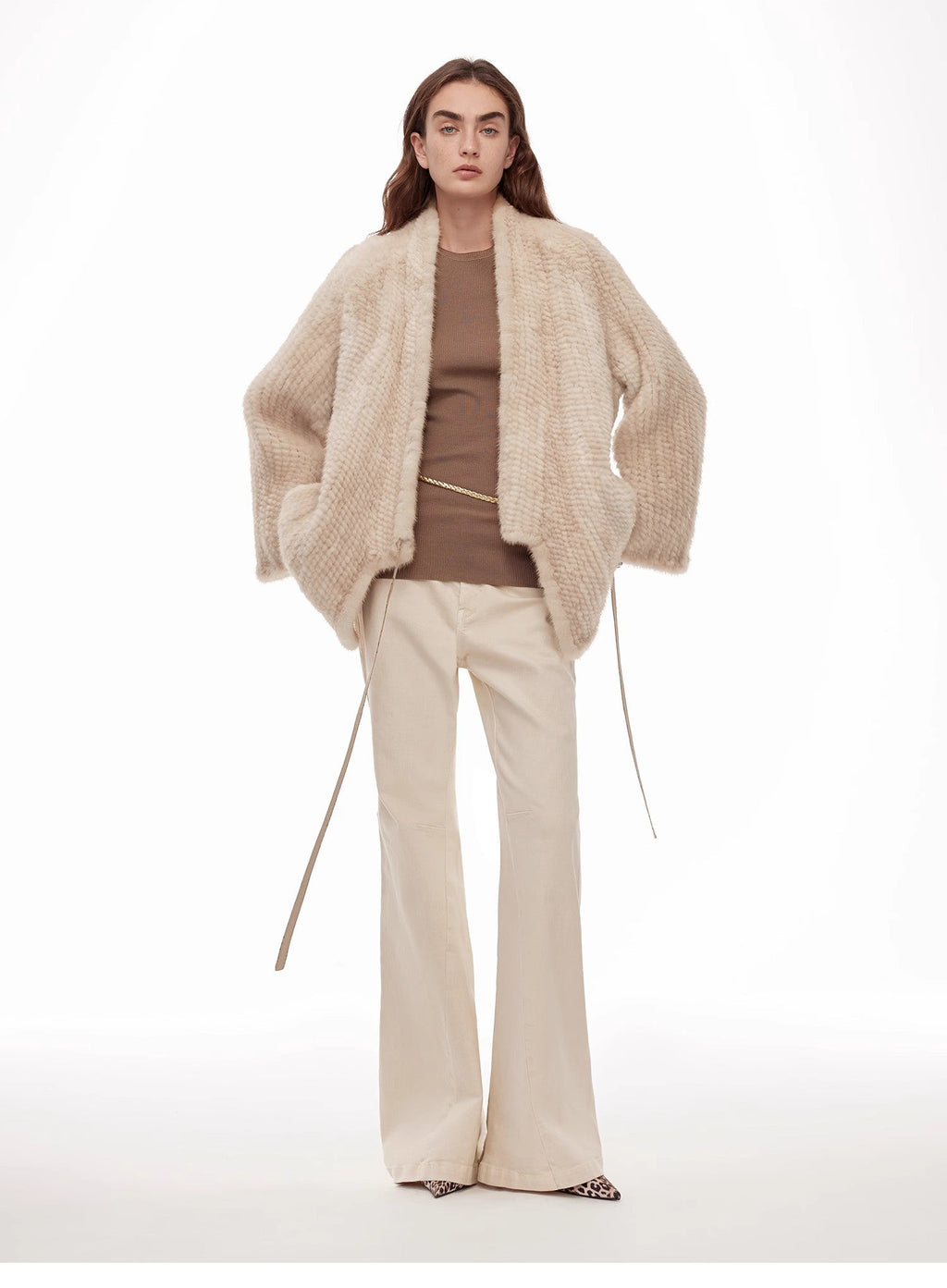 Lightweight and Warm, Knitted Loose Mink Fur Coat for Women