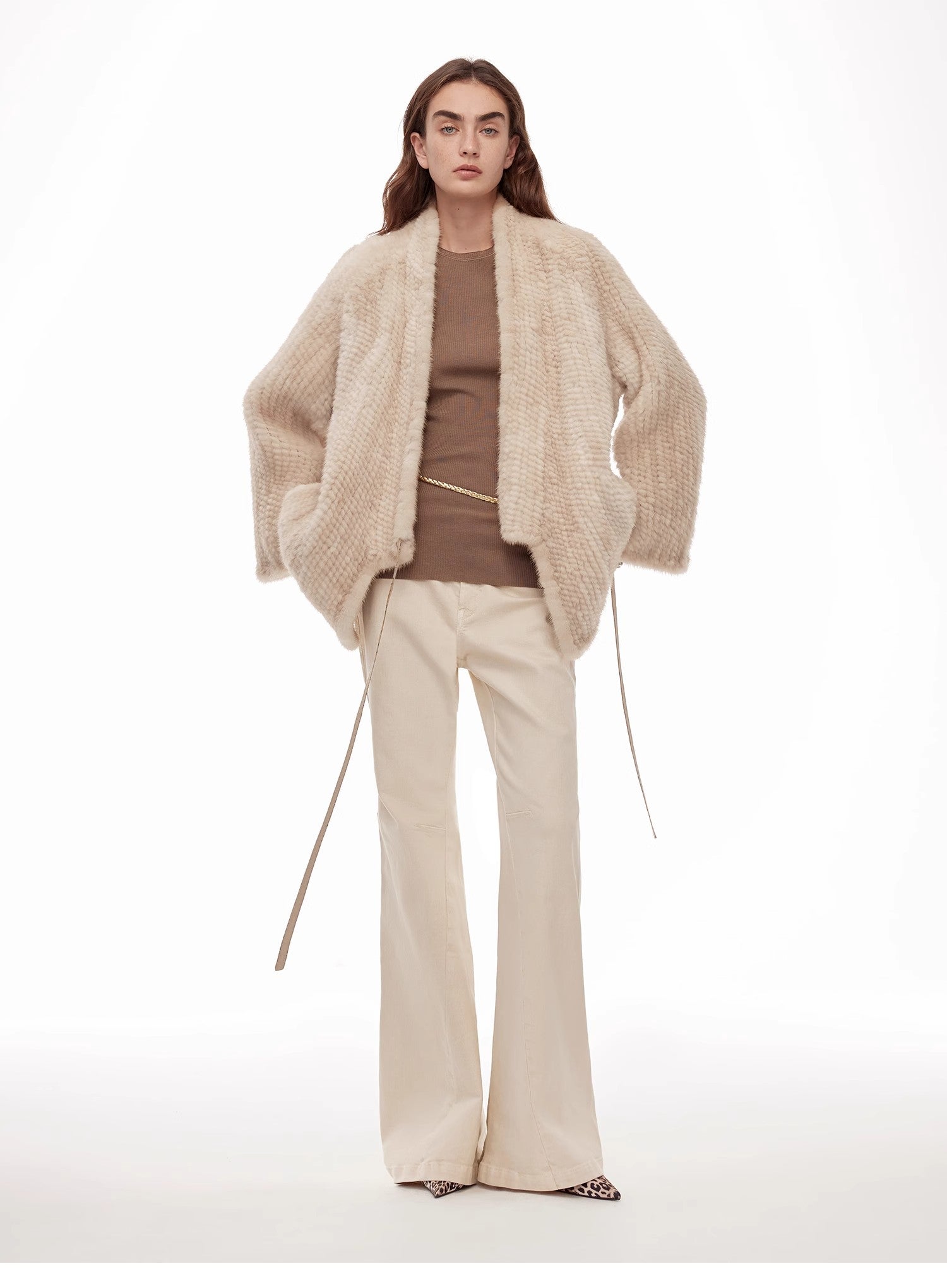 Lightweight and Warm, Knitted Loose Mink Fur Coat for Women