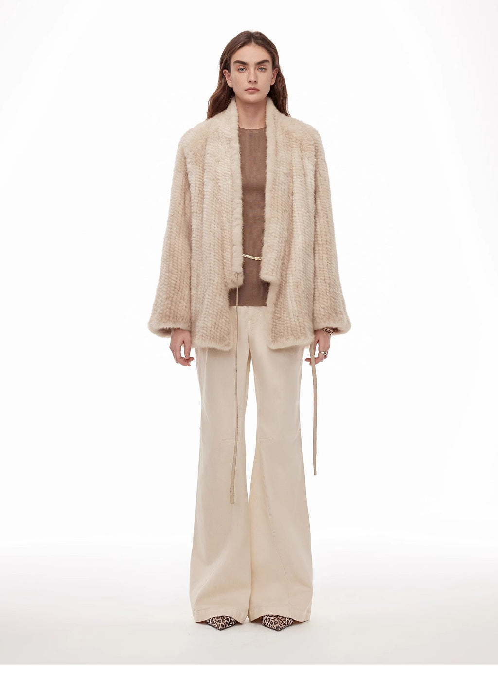 Lightweight and Warm, Knitted Loose Mink Fur Coat for Women