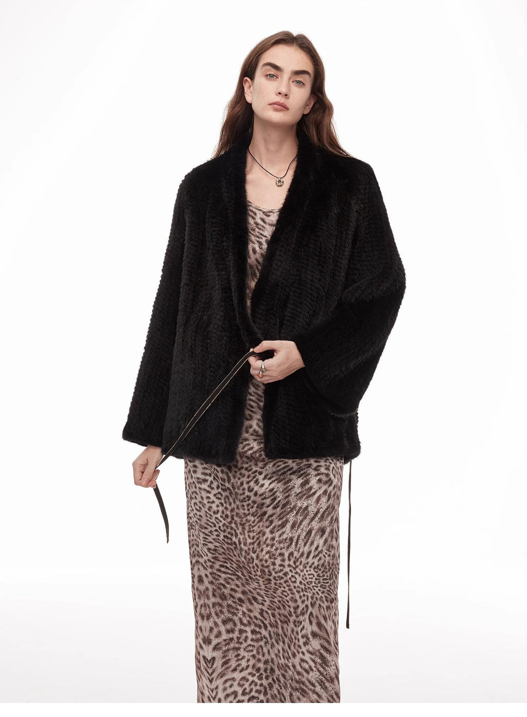 Lightweight and Warm, Knitted Loose Mink Fur Coat for Women
