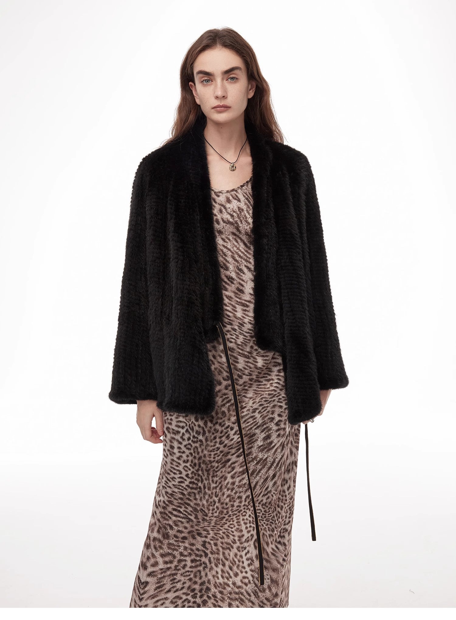 Lightweight and Warm, Knitted Loose Mink Fur Coat for Women