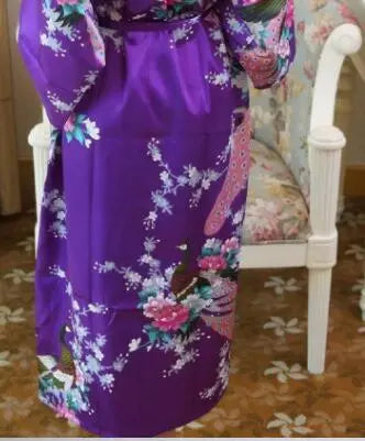 Summer Mini Kimono Robe Lady Rayon Bath Gown Yukata Nightgown Sleepwear