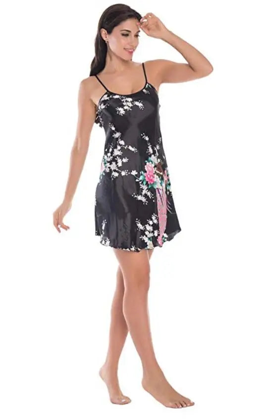 Summer Mini Kimono Robe Lady Rayon Bath Gown Yukata Nightgown Sleepwear